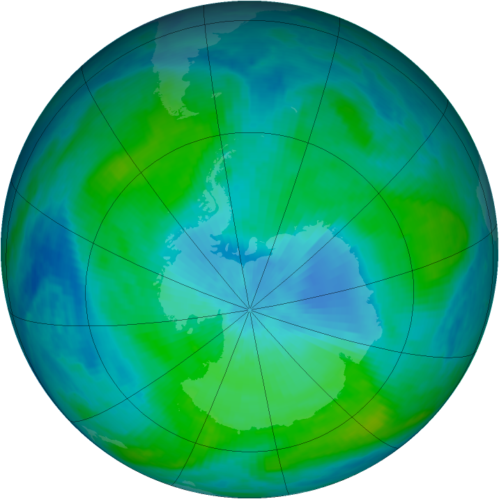 Antarctic ozone map for 20 February 1988